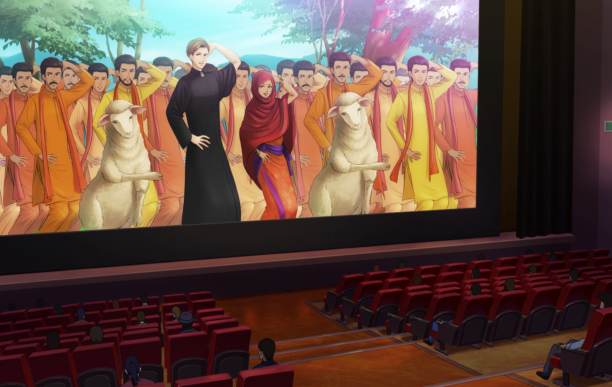 Movie scene for Cinema (Sheep In Love And Endless Circle Dance)